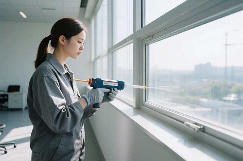 为办公室窗户打玻璃胶