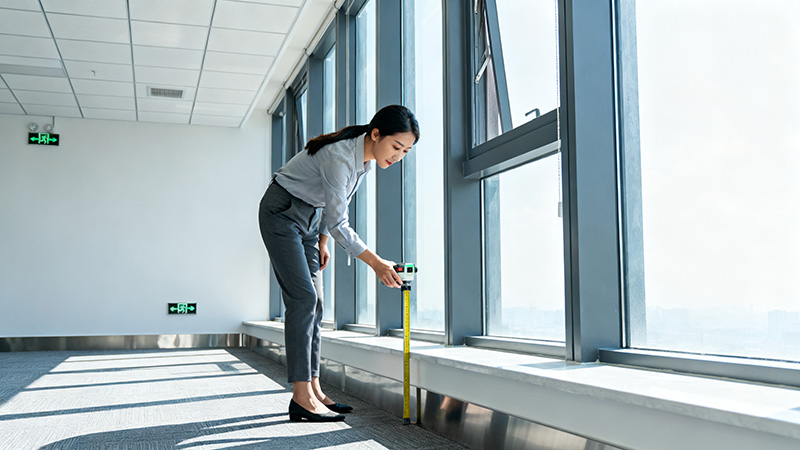 办公室装修现场平整度检查