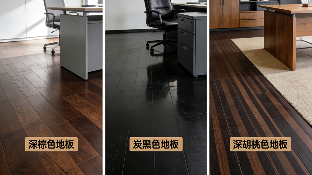 办公室深色系地板(深棕、炭黑、深胡桃色)