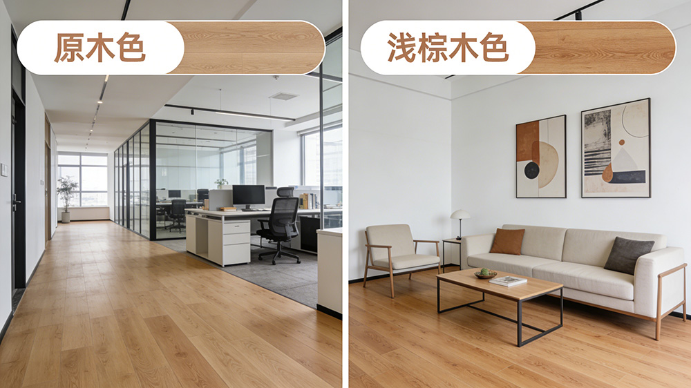 办公室中性色系地板(原木色、浅棕木色)